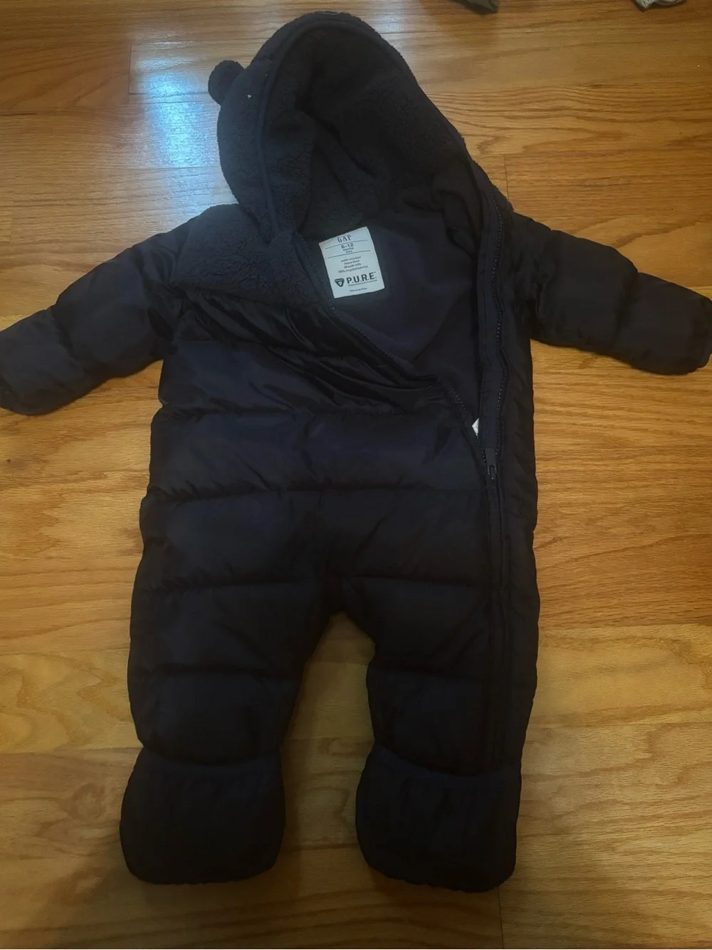GAP Baby Navy Quilted Snowsuit with Bear Hood! Never worn from SFPF house!